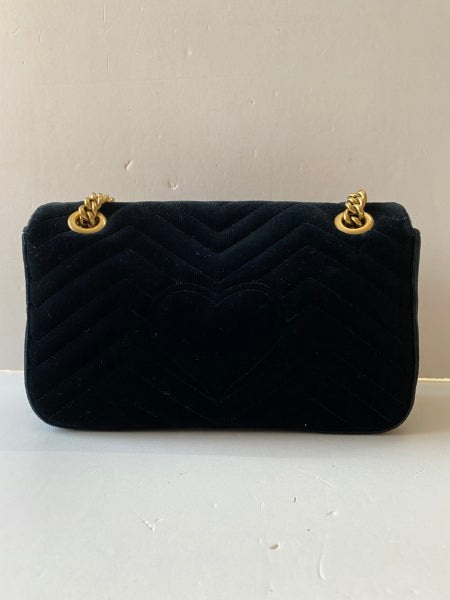 Gucci Black Velvet Marmont Small Bag