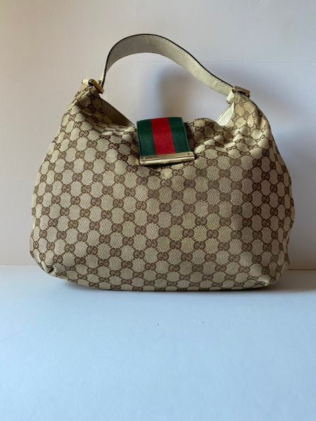 Gucci Ebony GG Web Hobo Shoulder Bag