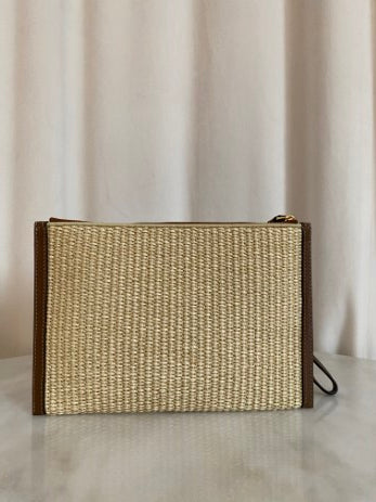 Fendi Bicolor Roma Flat Cotton Fiber Clutch