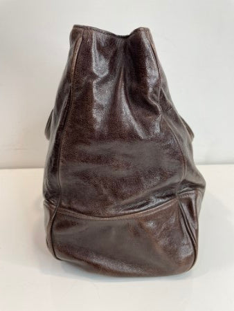 Prada Brown Vittello Shine Tote Large Bag