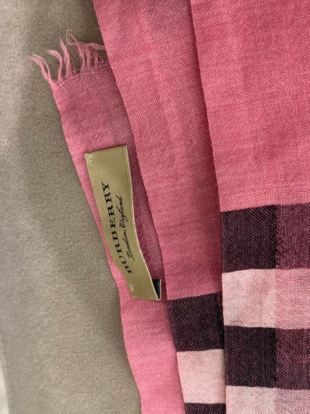 Burberry Pink House Check Wool Silk Scarf