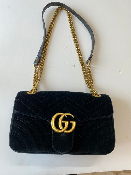 Gucci Black Velvet Marmont Small Bag