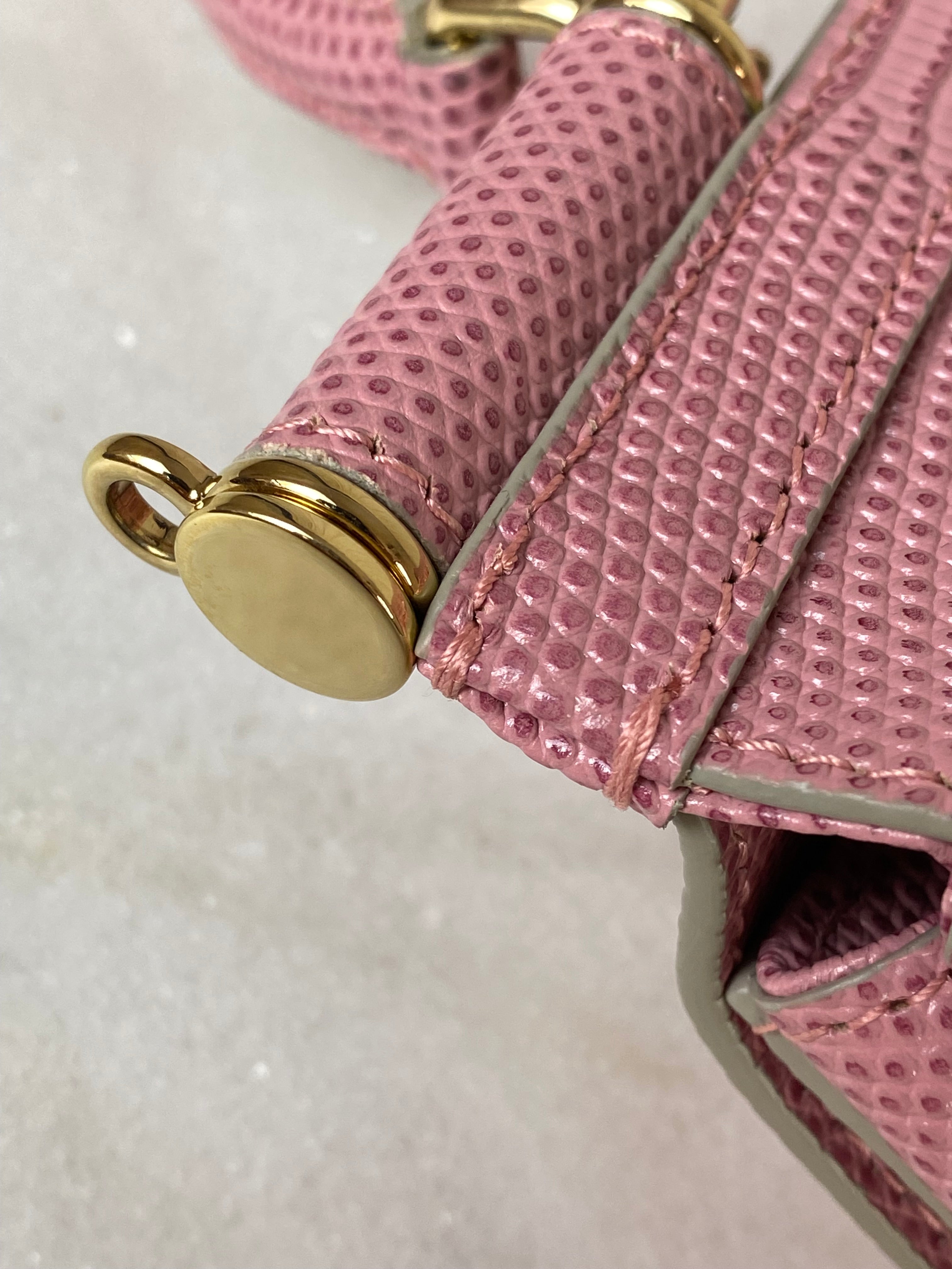 Dolce & Gabbana Pink Iguana Print Crystal Sicily Small Bag