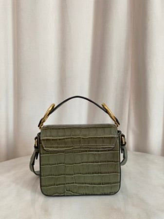 Chloe Green C Croco Embossed Top Handle Bag