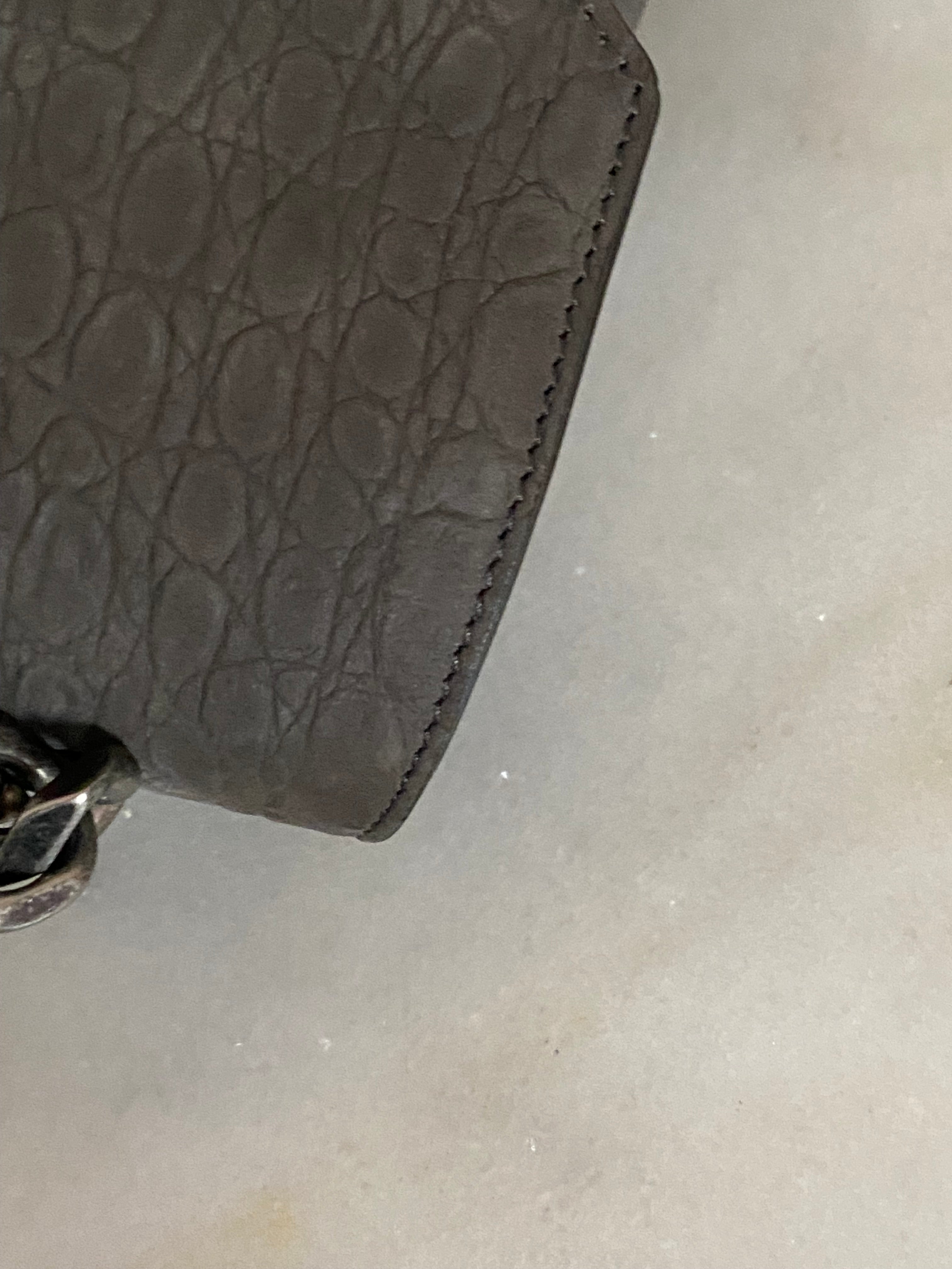 YSL Grey Croco Embossed Nubuck Collage Bag