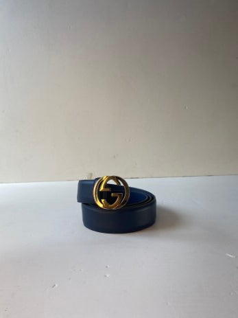 Gucci Dark Blue Interlocking Belt 38