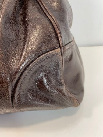 Prada Brown Vittello Shine Tote Large Bag