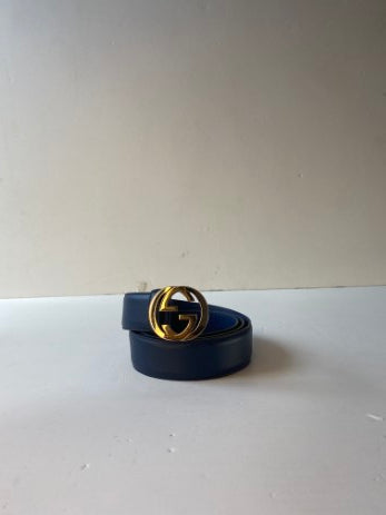 Gucci Dark Blue Interlocking Belt 38