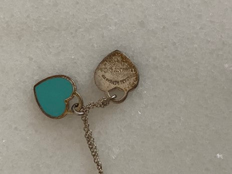 Tiffany & Co Silver Mini Necklace W/ 2 Hearts