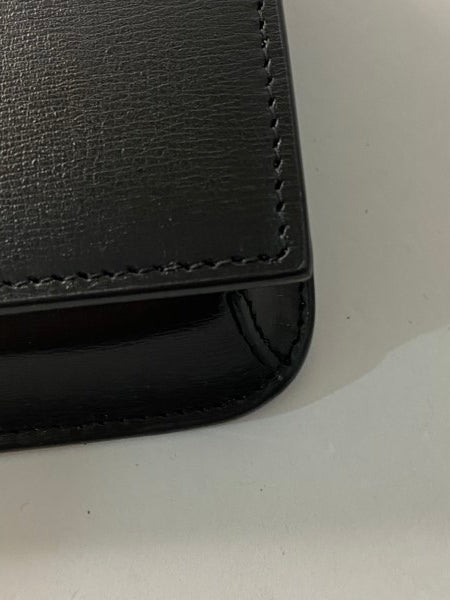 YSL black phone holder with strap in smooth leather