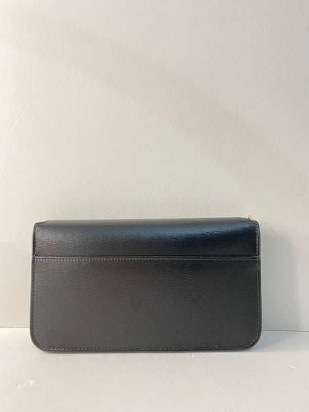 YSL black phone holder with strap in smooth leather