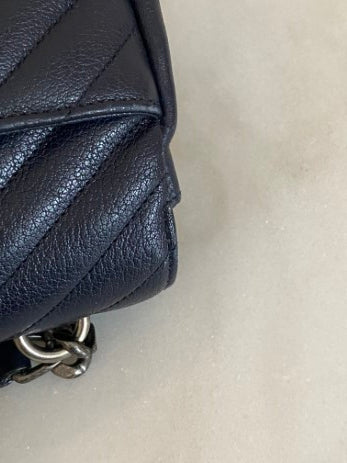 YSL Dark Blue College Large Top Handle Bag