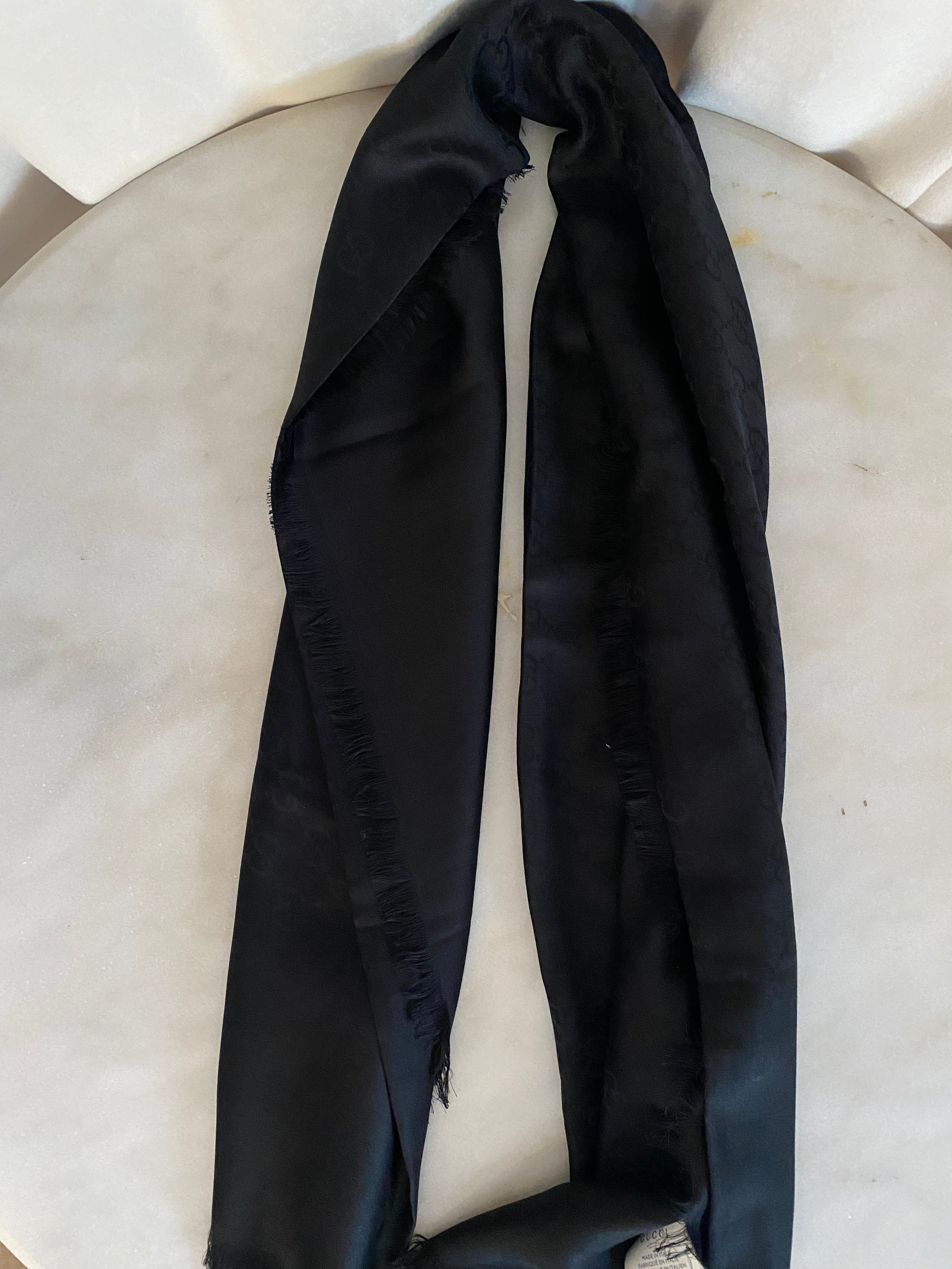 Gucci Black GG Scarf