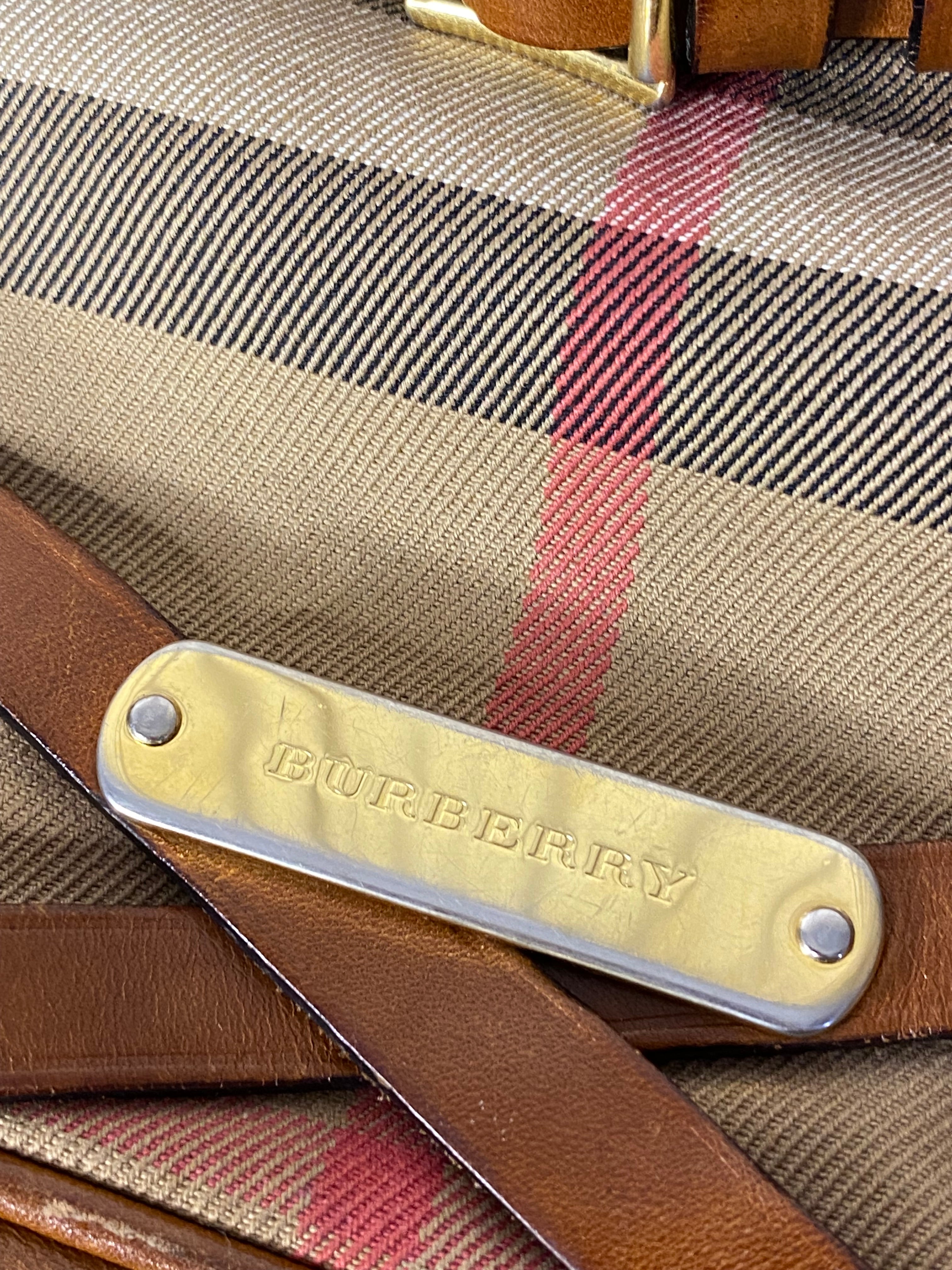 Burberry Camel Bridle House Check Top Handle Bag