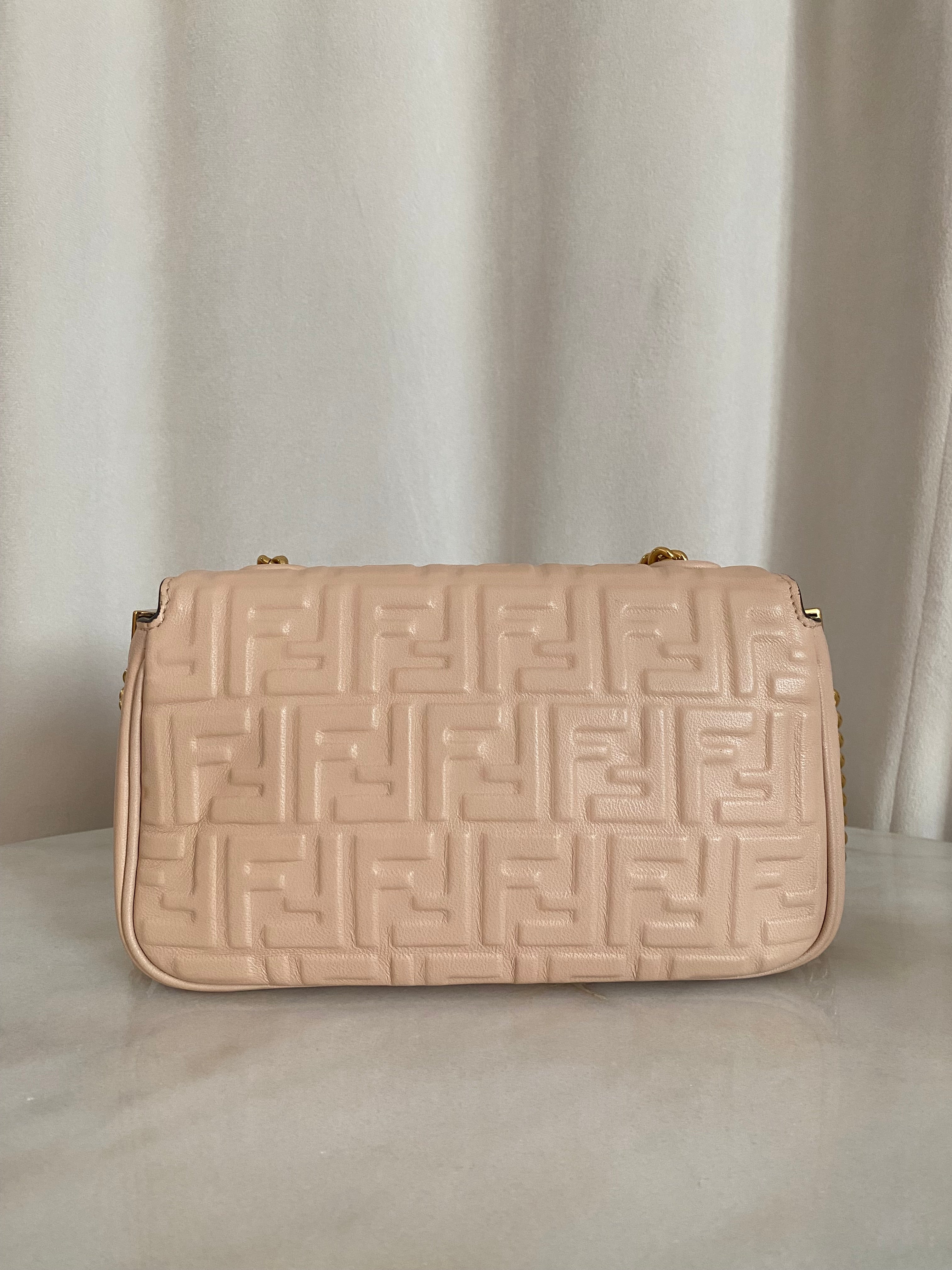 Fendi Pink Baguette Chain Small Midi Bag