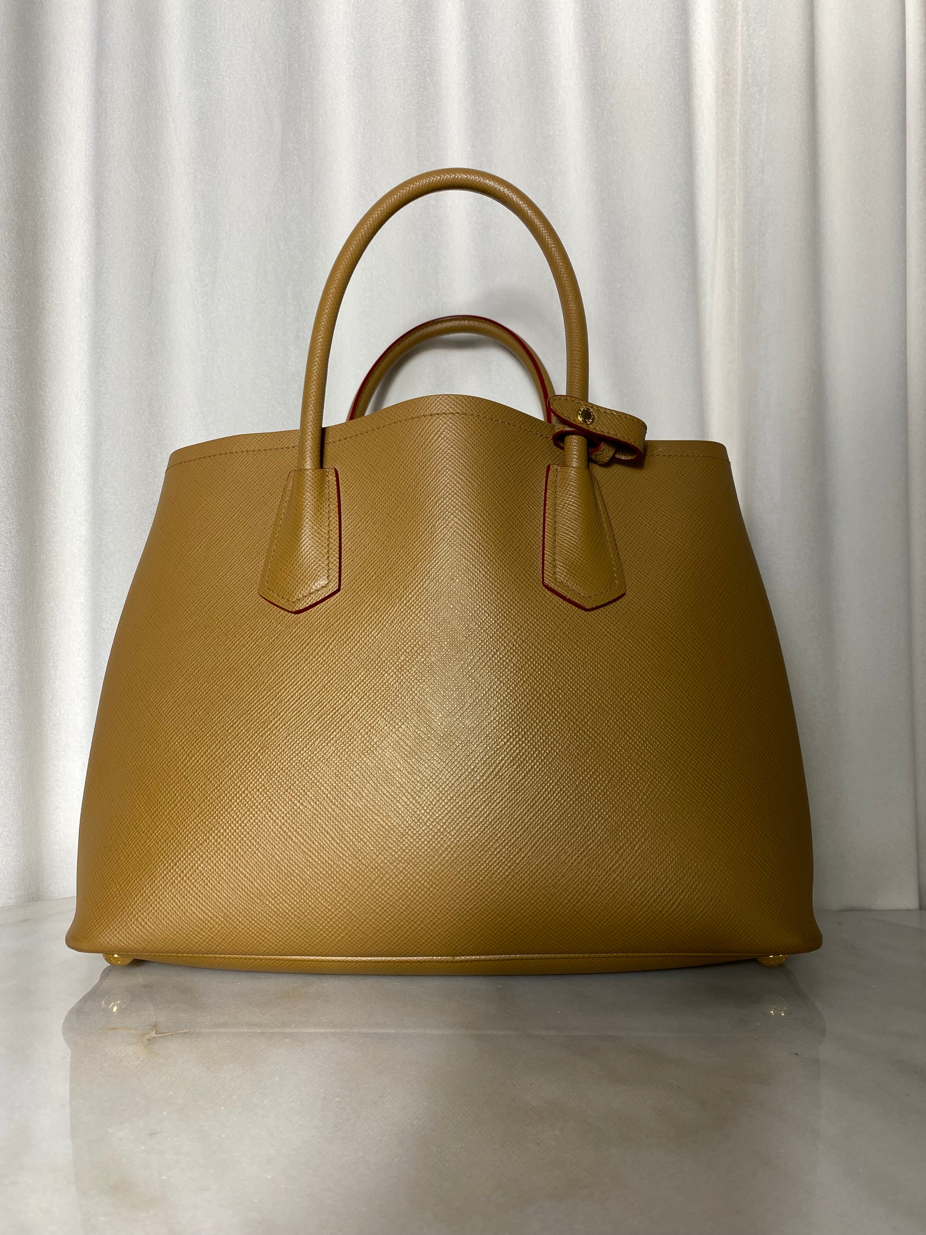 Prada Camel Double Tote Bag