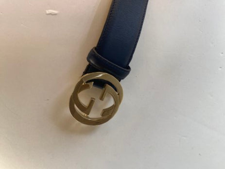 Gucci Dark Blue Interlocking Belt 38