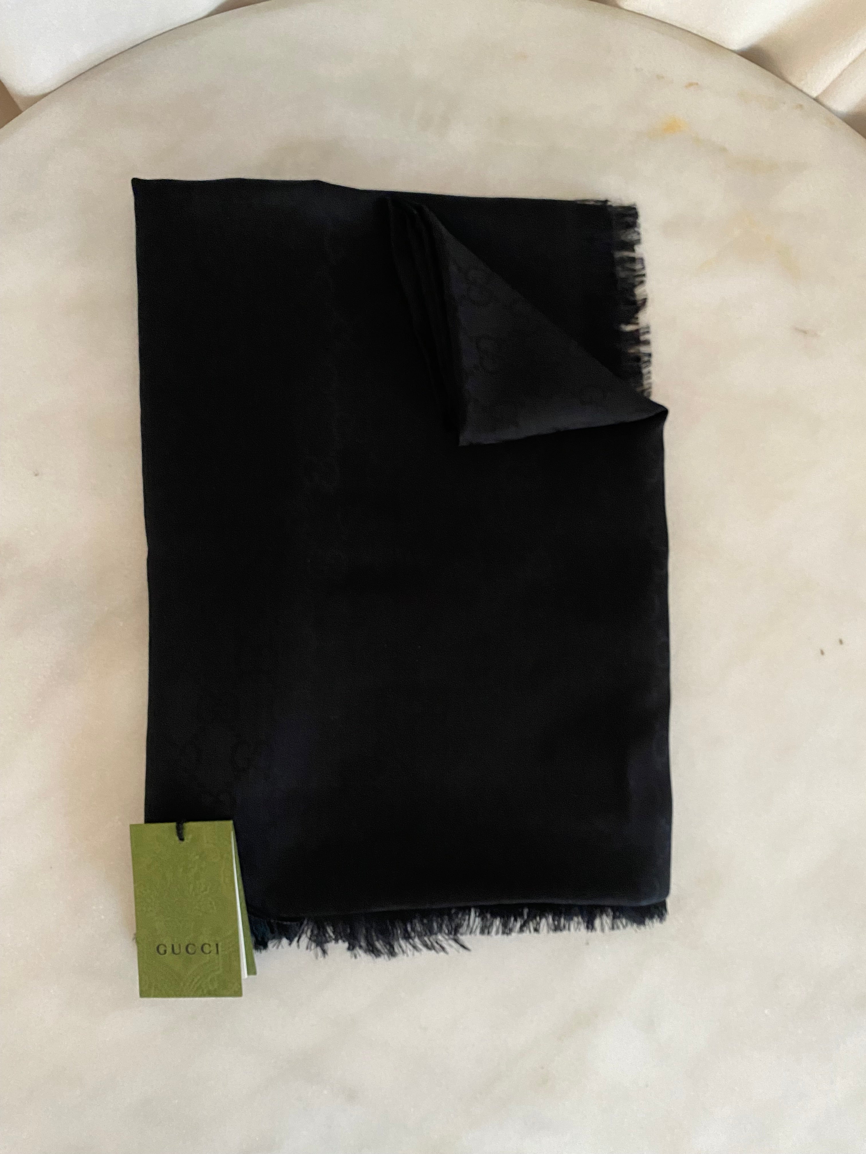 Gucci Black GG Scarf