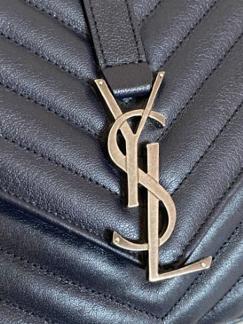 YSL Dark Blue College Large Top Handle Bag