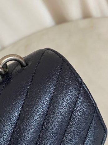 YSL Dark Blue College Large Top Handle Bag