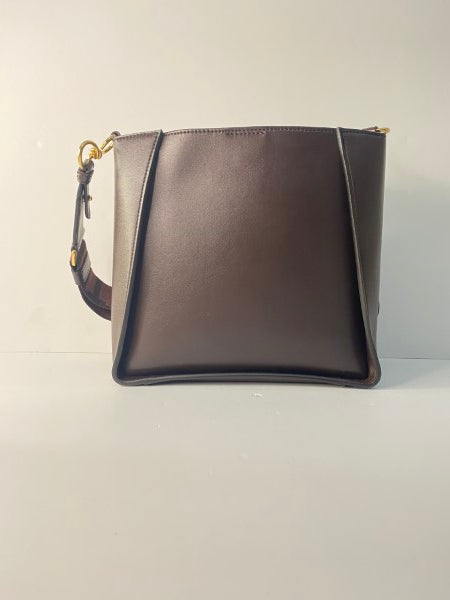 Stella Mccartney Dark Brown Mini Logo Crossbody Bag