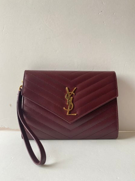 YSL Burgundy Cassandre Pouch