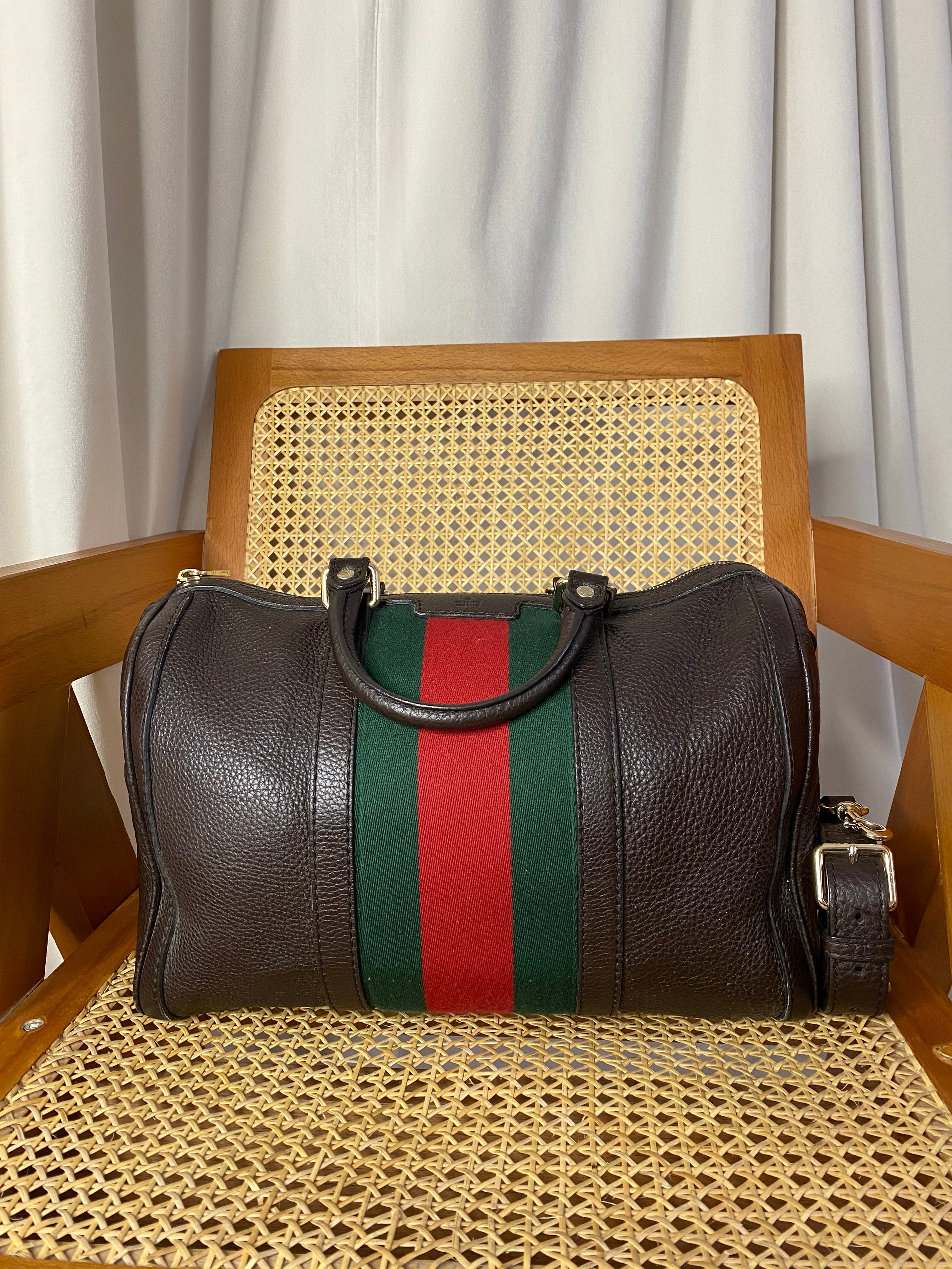 Gucci Brown Boston Web Ophidia Tote Bag