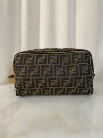 Fendi Tobacco FF Jacquard Fabric Toiletry