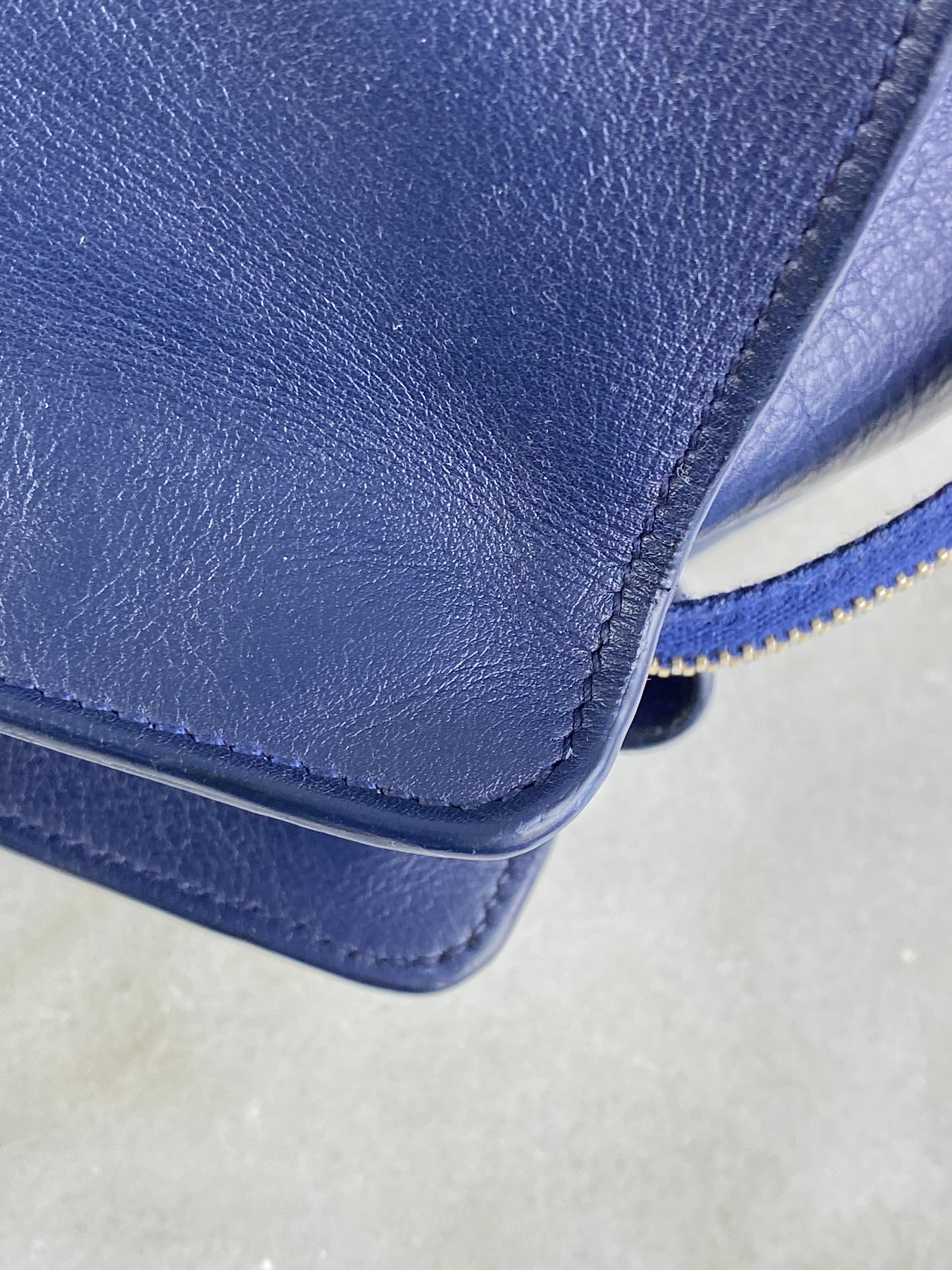 YSL Blue ChYc Large Cabas Y Lock Tote Bag