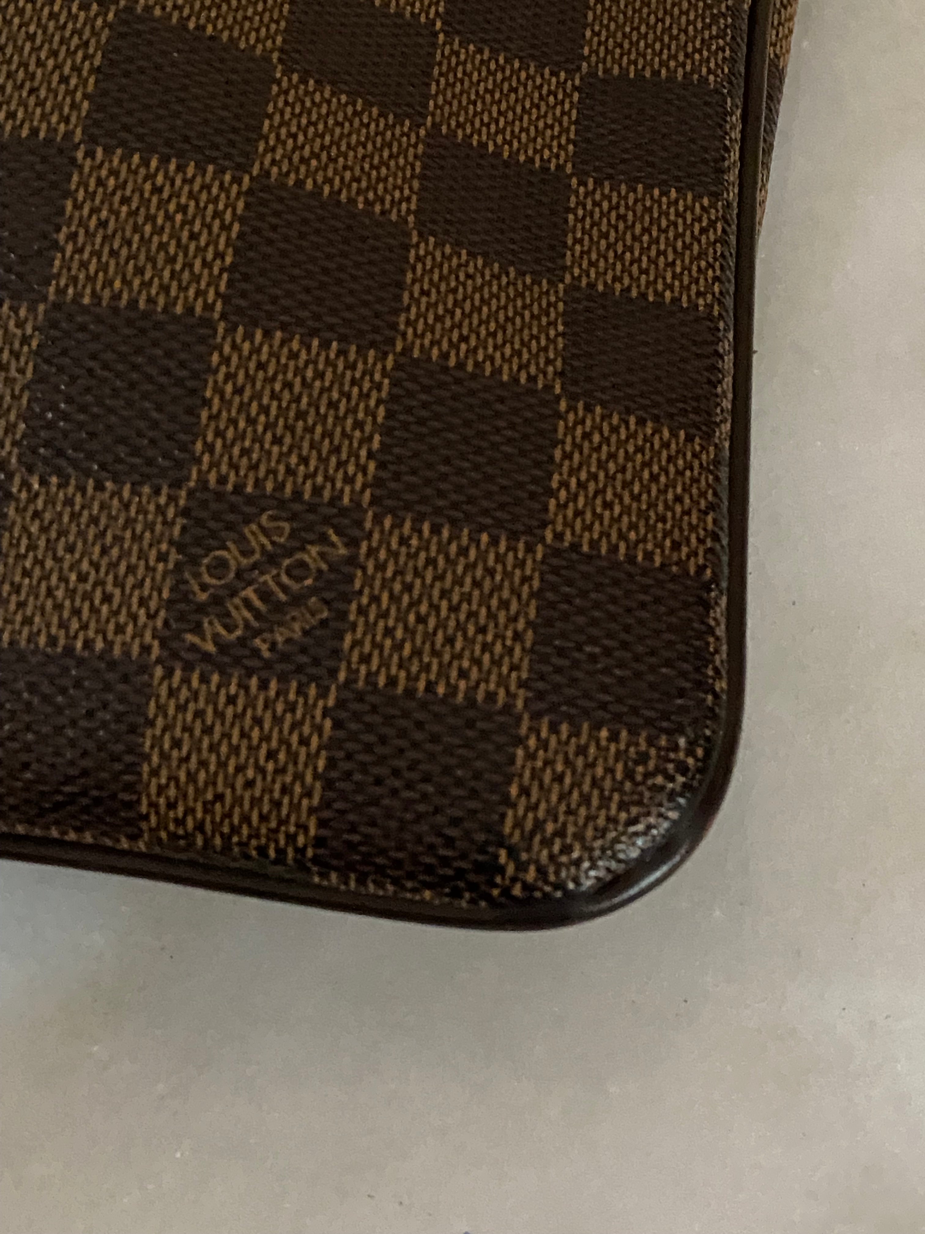 Louis Vuitton Damier Ebene Brooklyn Pochette Plate Messenger Crossbody Bag