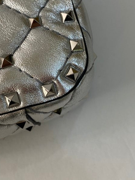 Valentino Metallic Silver Rockstud Tote Bag