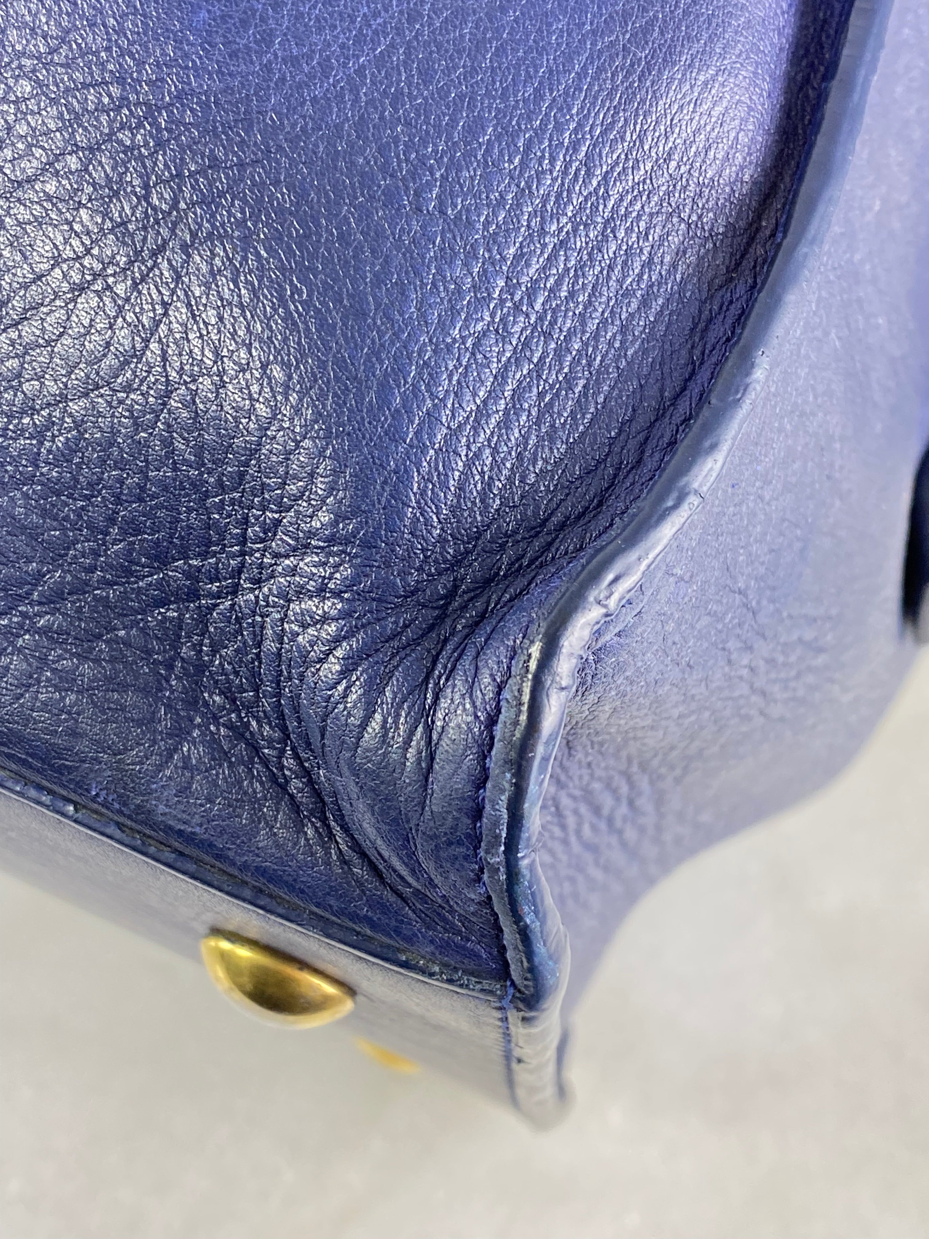 YSL Blue ChYc Large Cabas Y Lock Tote Bag