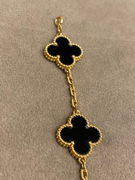 Van Cleef & Arpels 18K Yellow Gold Vintage Alhambra 5 Motifs Bracelet