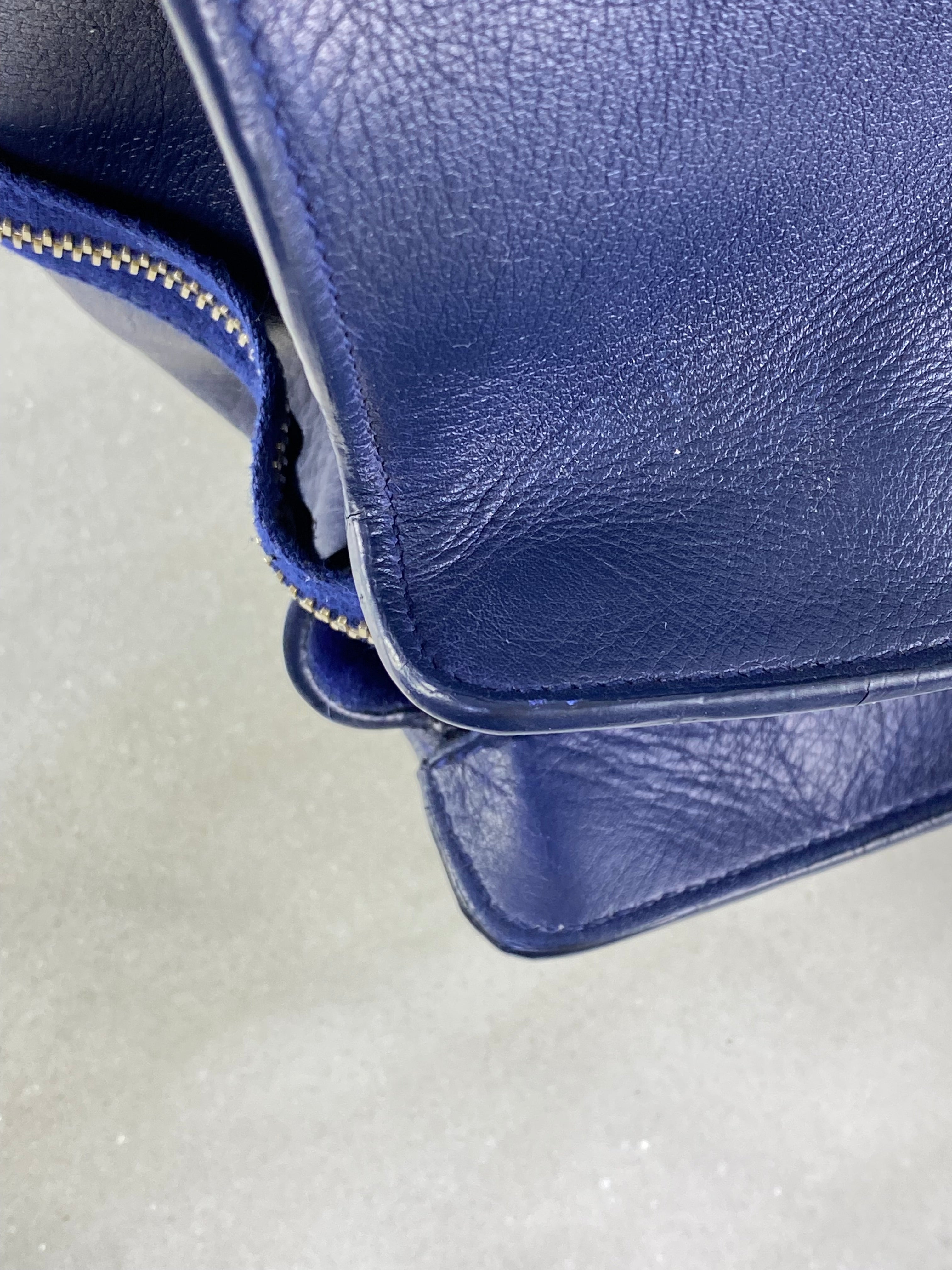 YSL Blue ChYc Large Cabas Y Lock Tote Bag
