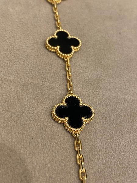 Van Cleef & Arpels 18K Yellow Gold Vintage Alhambra 5 Motifs Bracelet