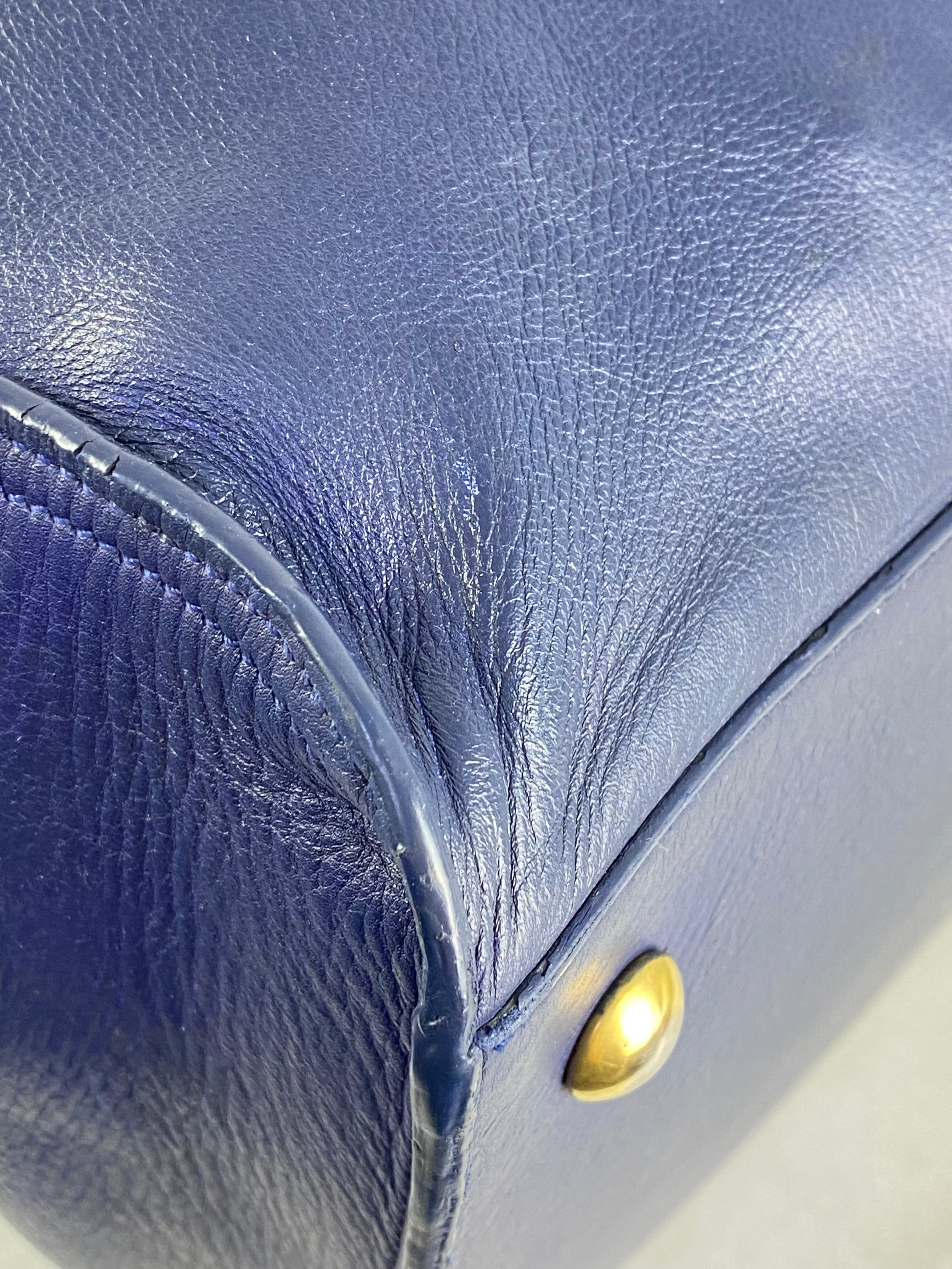 YSL Blue ChYc Large Cabas Y Lock Tote Bag