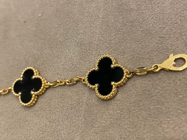 Van Cleef & Arpels 18K Yellow Gold Vintage Alhambra 5 Motifs Bracelet