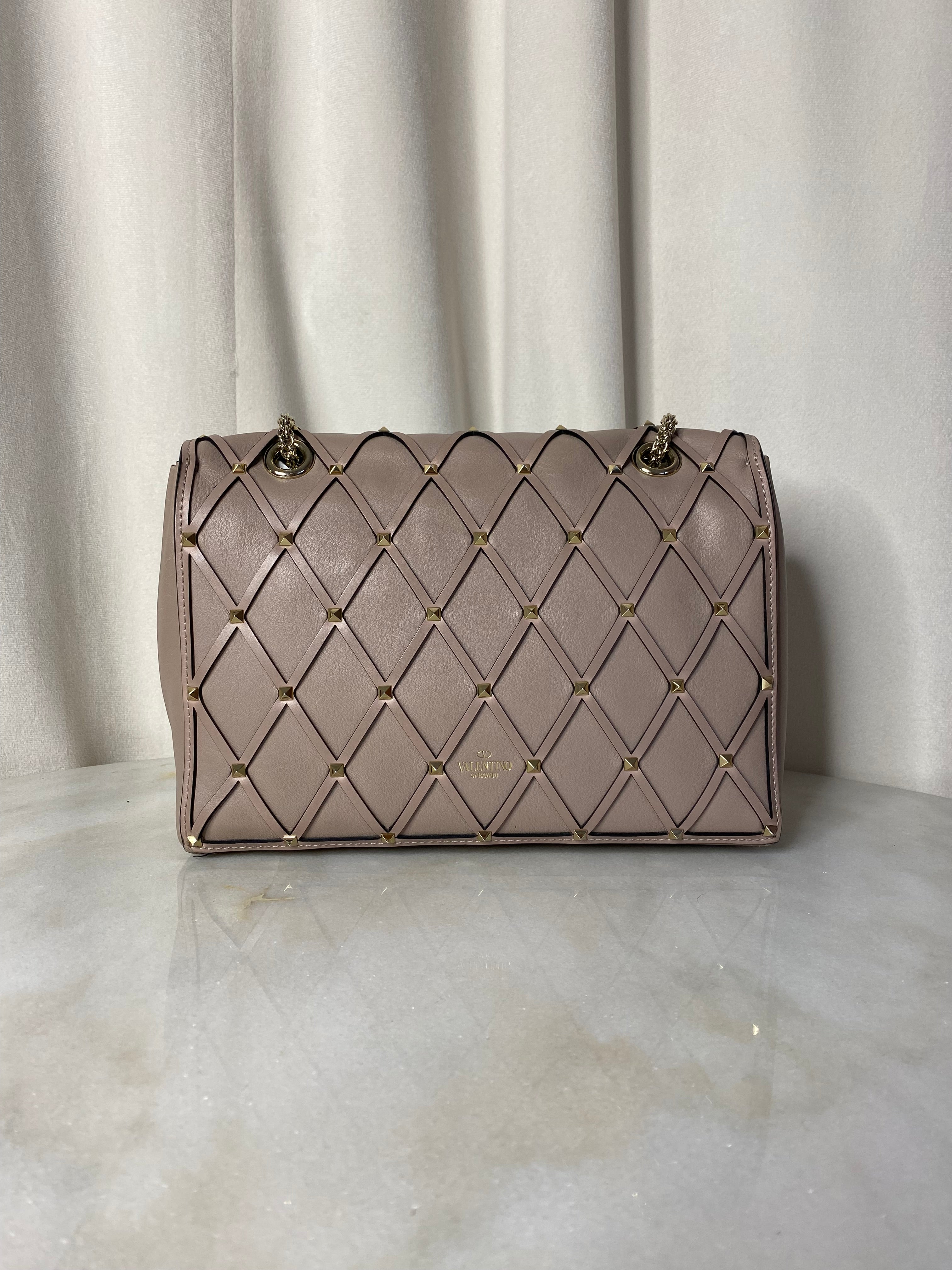 Valentino Nude Rockstud Bag W/ Chain