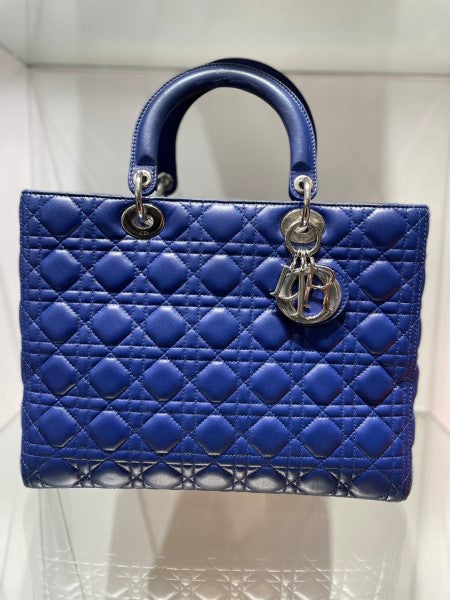 Christian Dior Blue Lady Dior Large Bag