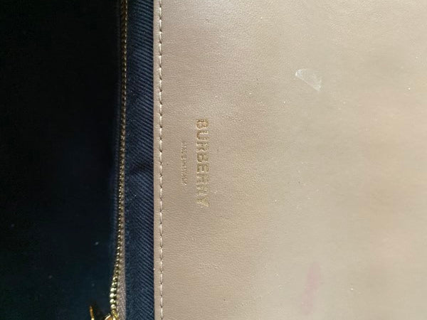 Burberry Beige TB Logo Quilted Lola Bag