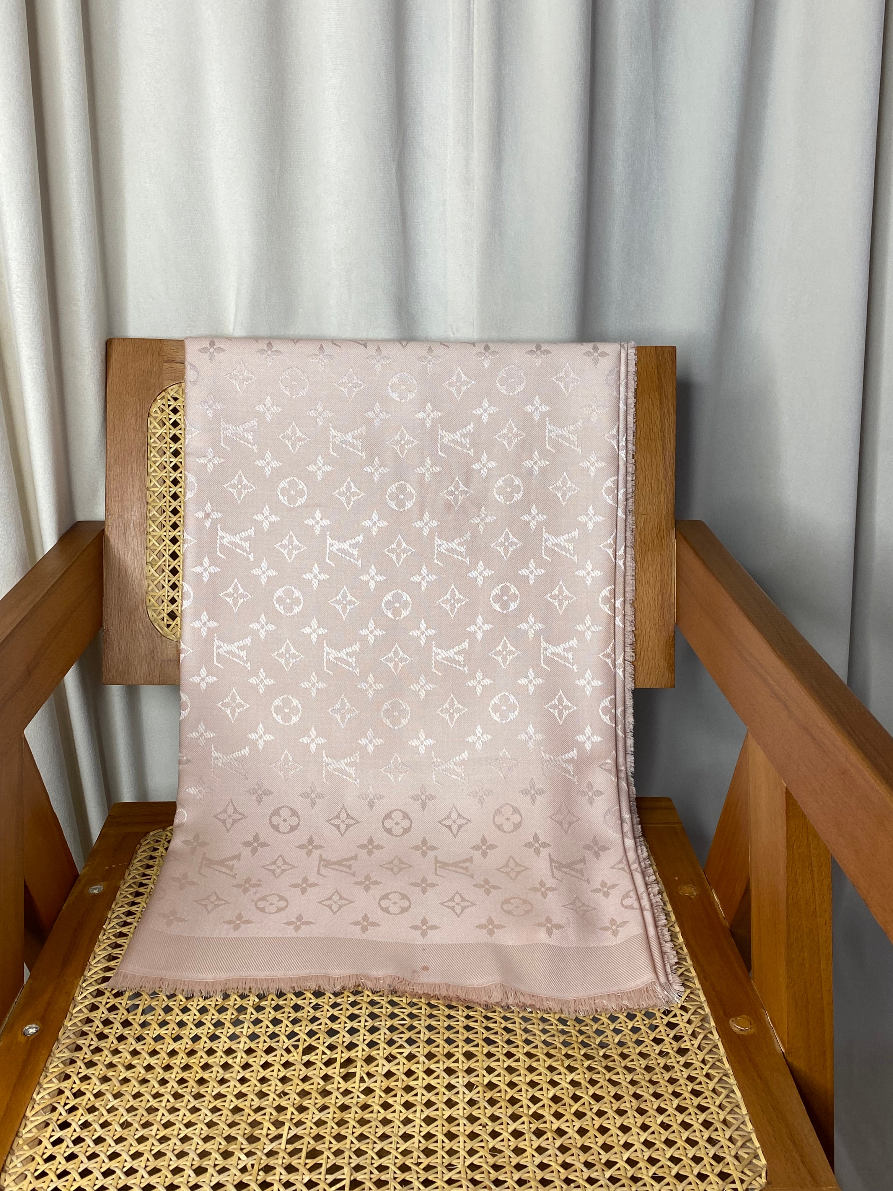 Louis Vuitton Rose Poudre Monogram Wool Scarf