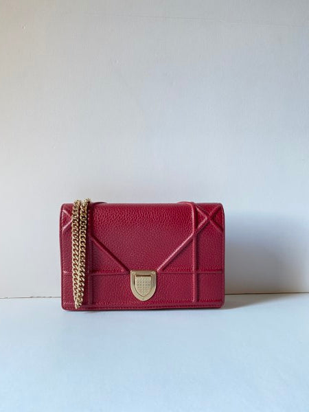 Christian Dior Burgundy Diorama Wallet on Chain