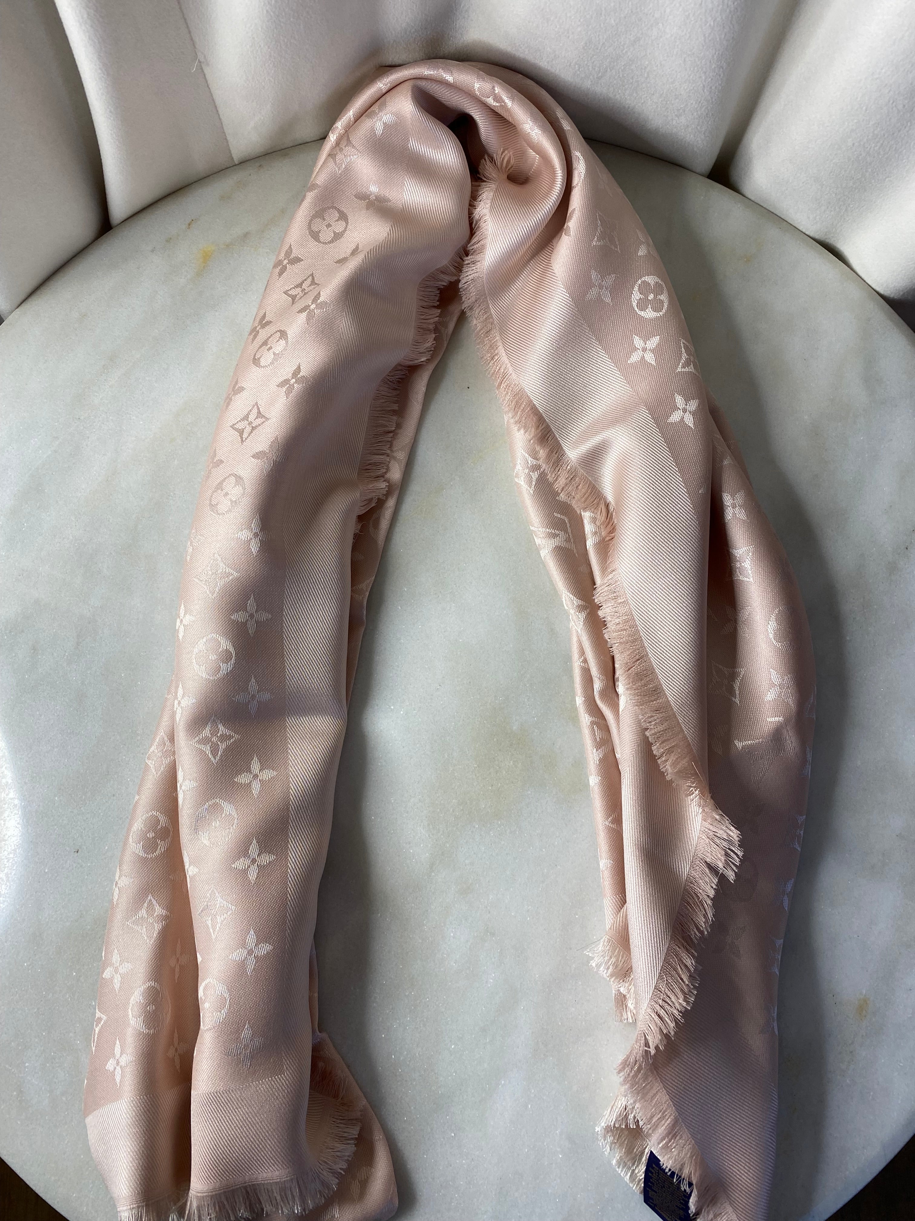 Louis Vuitton Rose Poudre Monogram Wool Scarf