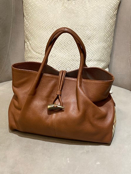 Burberry Brown Vintage Horn Toggle Tote Large Bag