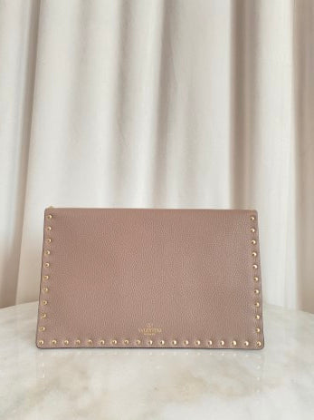 Valentino Nude Envelope Rockstud Pouch