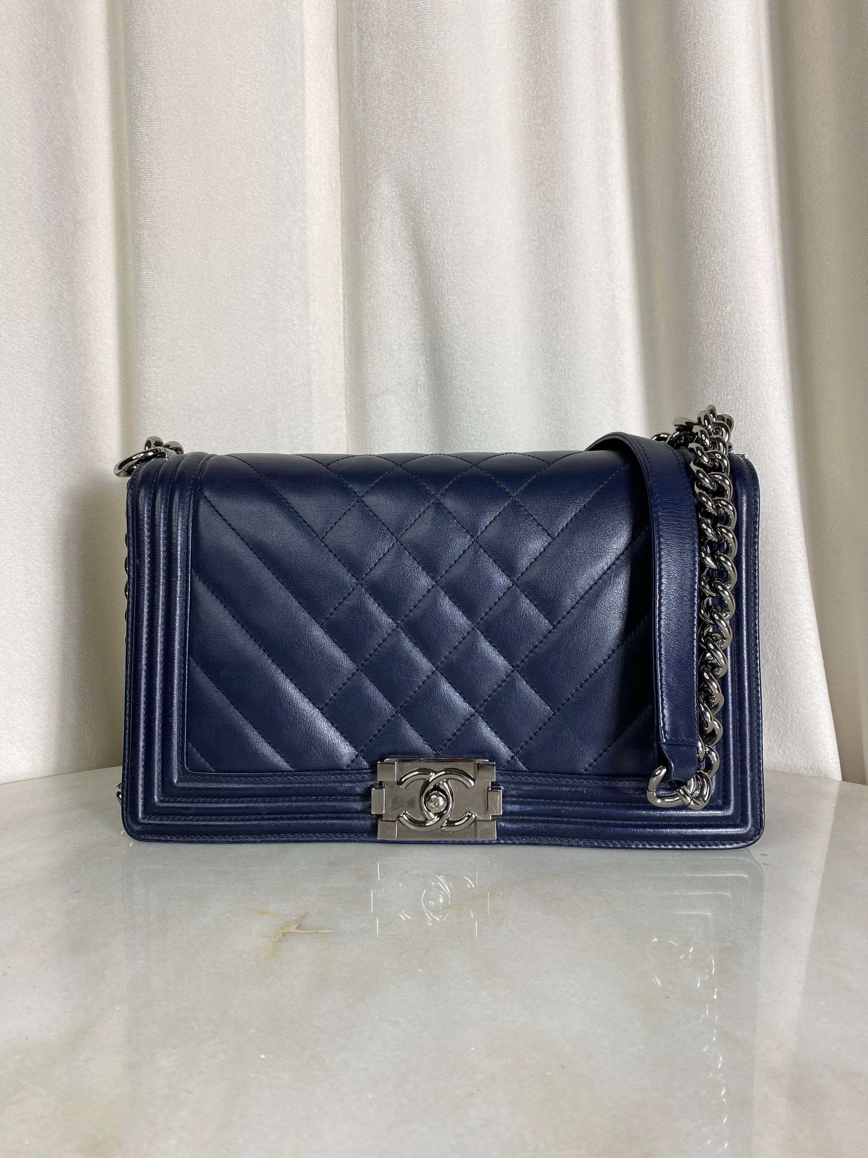 Chanel Navy Blue Boy Medium Boy Bag