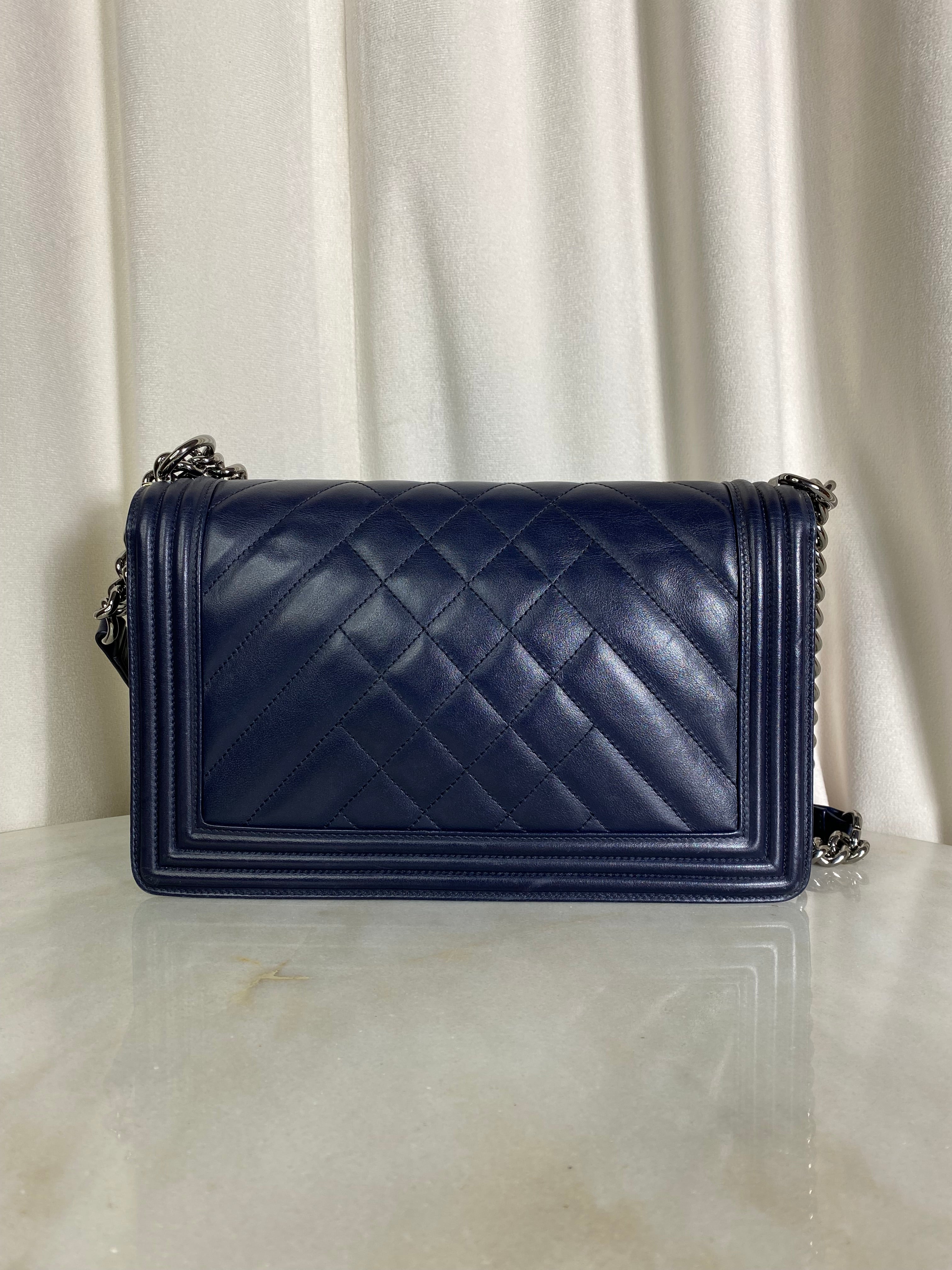 Chanel Navy Blue Boy Medium Boy Bag