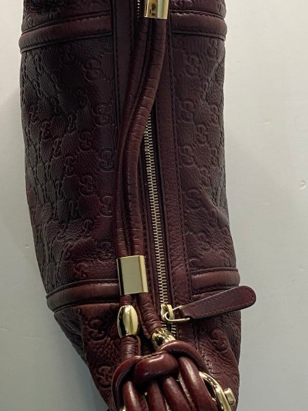 Gucci GG Burgundy Guccissima Hobo Bag