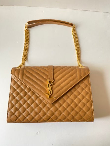 YSL Brown Monogram Classic Envelope Bag