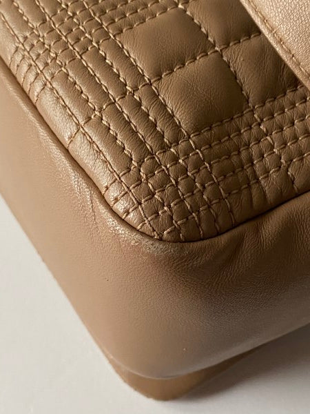 Burberry Beige TB Logo Quilted Lola Bag